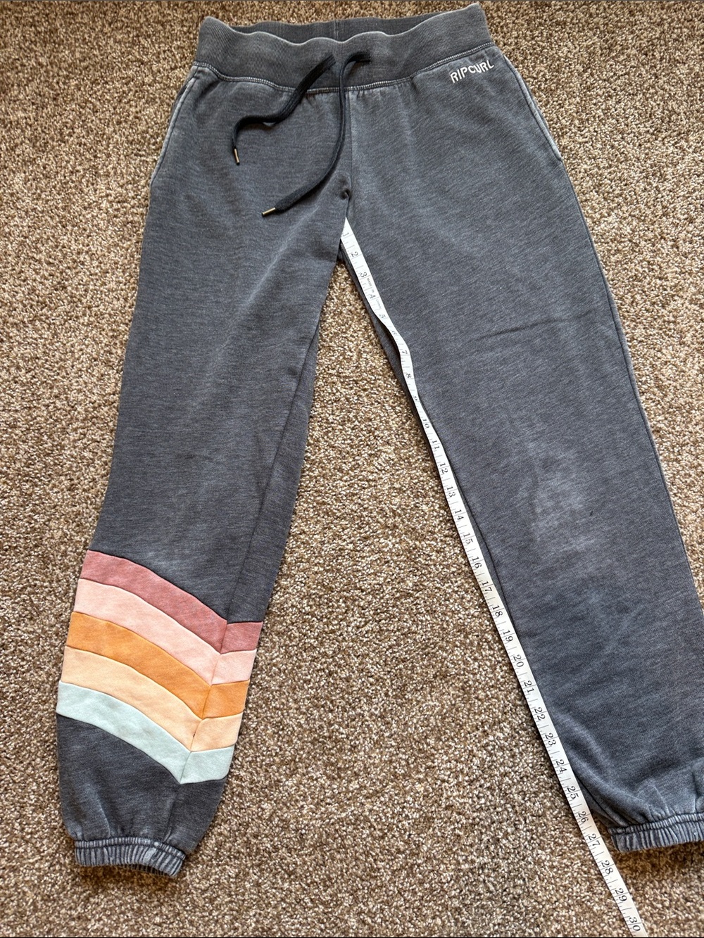 Rip Curl Charcoal Sweatpants with Pastel Chevron Accent
